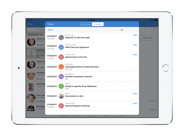 drchrono-patient timeline